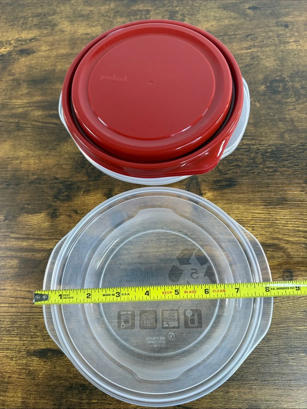 Red Medium Bowl Set with Lids - 3 Pack- 5 cups- 1.2L